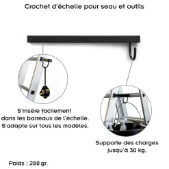 Monmobilierdesign Lot de 5 Crochet d'échelle pour seau et outils - Charge max 30 kg* Fixation Décoration Murale