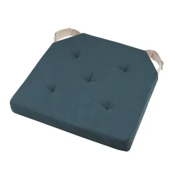 STOF Lot de 4 galettes de chaise Duo velcro 38x38 cobalt lin* Galette De Chaise