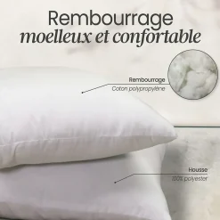 Vivezen Lot de 4 oreillers, coussins de garnissage - 60 x 60 cm - Blanc -* Coussin