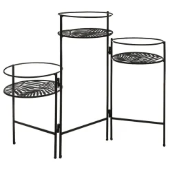 Atmosphera Créateur D'Intérieur Lot de 3 portes plante en métal Leaf noir* Statue Décorative