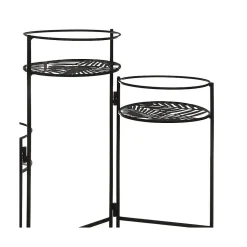 Atmosphera Créateur D'Intérieur Lot de 3 portes plante en métal Leaf noir* Statue Décorative