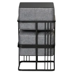 Outlet [En.Casa] Lot de 2 poufs empilables Tas multifonctionnel carré gris foncé en.casa