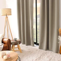 Sale Cmadeco Lot de 2 rideaux thermique avec oeillets, beige naturel, 135x240cm, collection Glacier,