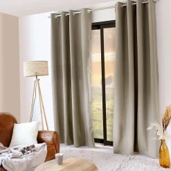 Sale Cmadeco Lot de 2 rideaux thermique avec oeillets, beige naturel, 135x240cm, collection Glacier,