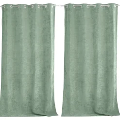 Sale Cmadeco Lot de 2 Rideaux Thermique avec Œillets, Céladon, Grande Hauteur, 140x260cm, Velours, Collection Velvet,