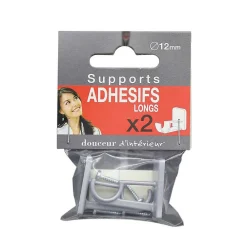 Paris Prix Lot de 2 Supports Adhésifs Longs "Bistrot" 1,2cm Gris* Tringle À Rideau À Composer
