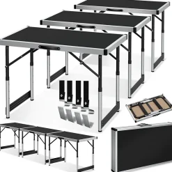 Tectake Lot de 3 tables à tapisser en aluminium noir* Outils Du Tapissier