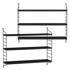 [En.Casa] Lot de 2 étagères murales Strängnäs acier 50 x 60 x 15 cm noir en.casa* Etagère Murale