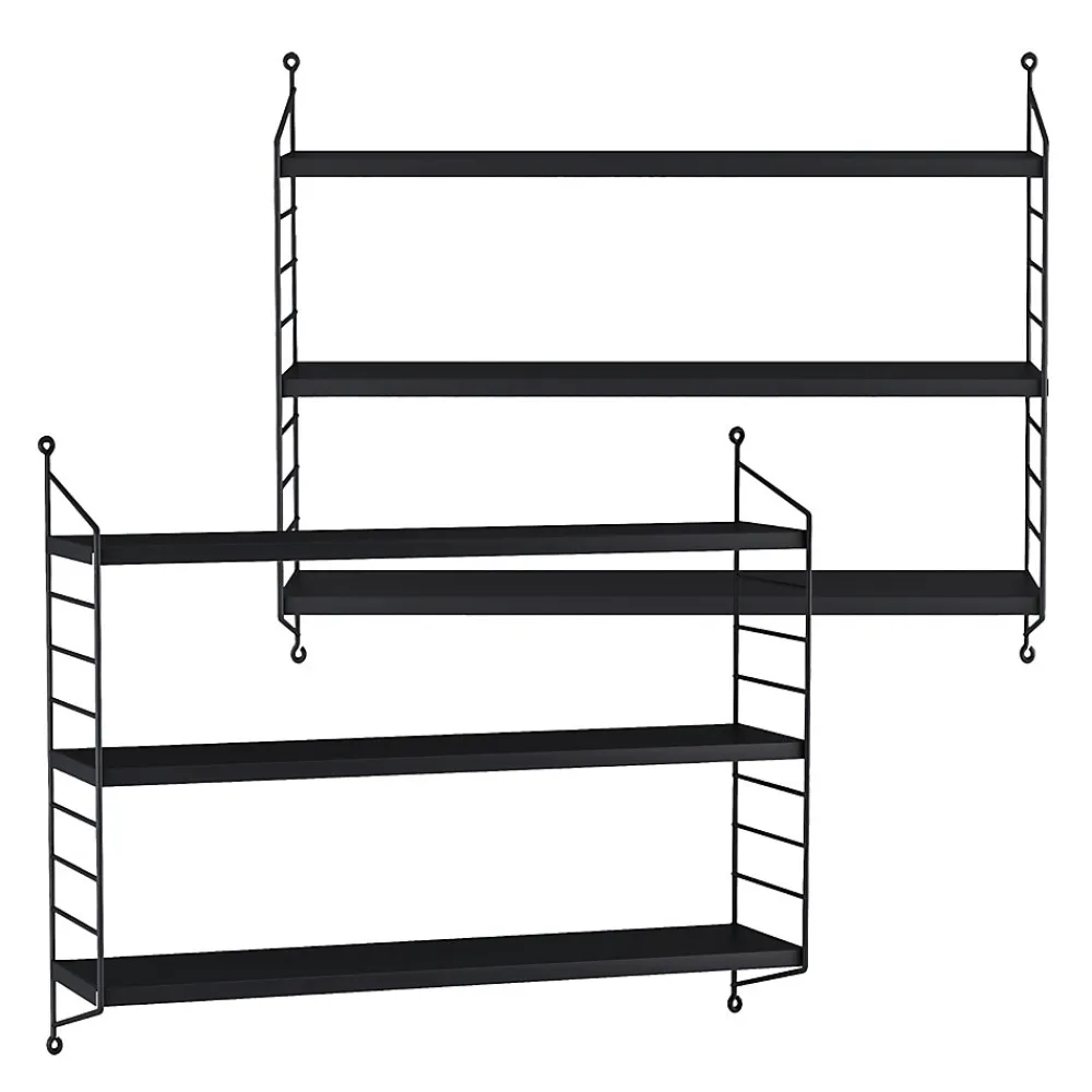 [En.Casa] Lot de 2 étagères murales Strängnäs acier 50 x 60 x 15 cm noir en.casa* Etagère Murale