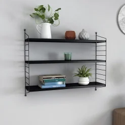 [En.Casa] Lot de 2 étagères murales Strängnäs acier 50 x 60 x 15 cm noir en.casa* Etagère Murale