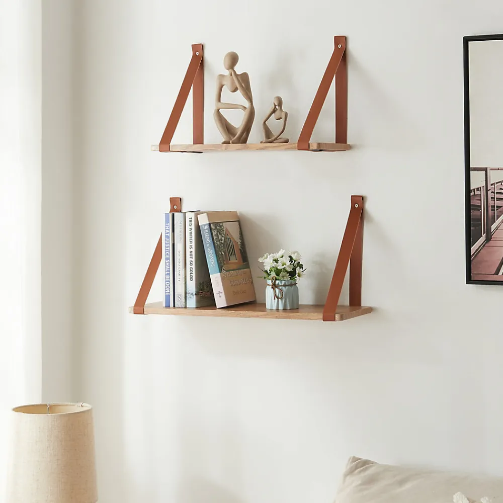 [En.Casa] Lot de 2 étagères murales Utsira de tailles différentes marron effet chêne en.casa* Etagère Murale