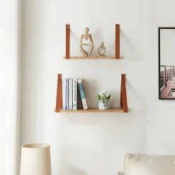 [En.Casa] Lot de 2 étagères murales Utsira de tailles différentes marron effet chêne en.casa* Etagère Murale