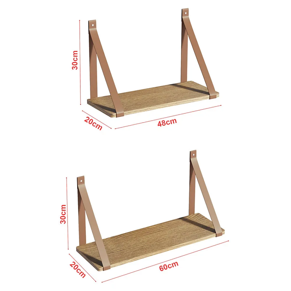 [En.Casa] Lot de 2 étagères murales Utsira de tailles différentes marron effet chêne en.casa* Etagère Murale