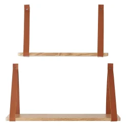 [En.Casa] Lot de 2 étagères murales Utsira de tailles différentes marron effet chêne en.casa* Etagère Murale