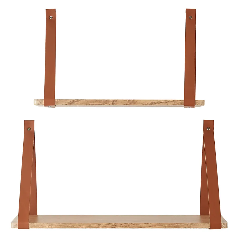 [En.Casa] Lot de 2 étagères murales Utsira de tailles différentes marron effet chêne en.casa* Etagère Murale