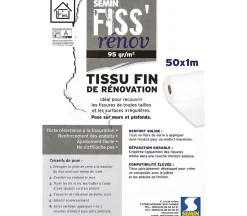 Clearance Semin Lot de 5 tissus de rénovation - Fiss Renov - Résiste contre les fissurations - Rouleau de 50 x 1 m
