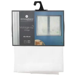 Atmosphera Lot de 2 voilages blanc en polyester Moly* Voilage