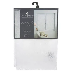 Sale Atmosphera Créateur D'Intérieur Lot de 2 voilages Feuille - motifs dévorés blanc 60x120 cm - Atmosphera
