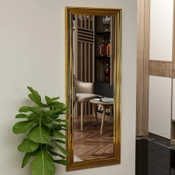 Hot Dmora Miroir Adrastea, Verre miroité, Objet d'ameublement mural, Décoration avec miroir, 40x3h105 cm, Or