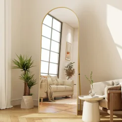 ProximaX Miroir autoportant arqué 164x54 cm, utilisable au sol ou mural, Grand miroir en pied, Doré* Miroir|Miroir