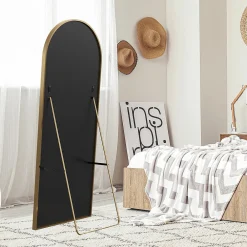ProximaX Miroir autoportant arqué 164x54 cm, utilisable au sol ou mural, Grand miroir en pied, Doré* Miroir|Miroir