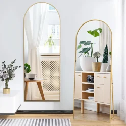 ProximaX Miroir autoportant arqué 164x54 cm, utilisable au sol ou mural, Grand miroir en pied, Doré* Miroir|Miroir
