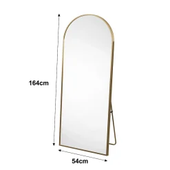 ProximaX Miroir autoportant arqué 164x54 cm, utilisable au sol ou mural, Grand miroir en pied, Doré* Miroir|Miroir