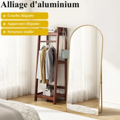 ProximaX Miroir autoportant arqué 164x54 cm, utilisable au sol ou mural, Grand miroir en pied, Doré* Miroir|Miroir