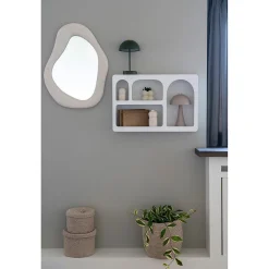 Online Seven Design Miroir avec Cadre Bosa, Blanc, Verre, 46,5x61x3,5 cm,