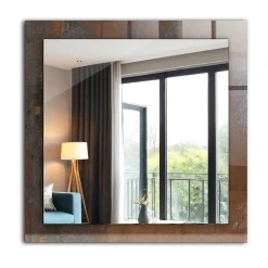 Tulup Miroir Avec Cadre En Verre 60x60 cm Métal Rouillé Tendance Miroir Design Entrée* Miroir|Miroir