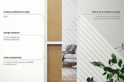 Wallfluent Miroir avec Cadre 36x156 cm Cadre Blanc de Style Moderne Sur Toute La Longueur* Miroir|Miroir
