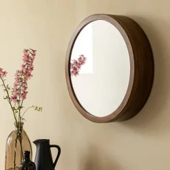 Sale Made In Meubles Miroir avec étagères en bois de manguier foncé Remick