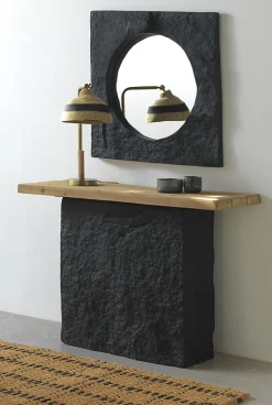 Best Geese Home Miroir carré en poly résine mgo coleur noir