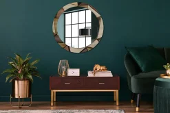 Wallfluent Miroir Cercle Ovale Motif Décoratif fi80 cm Bois Géométrique 3D Salle de Bain Scandinave