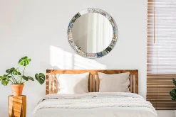 Wallfluent Miroir Cercle Ovale Motif Décoratif fi80 cm Vitrail Salle de Bain Scandinave* Miroir|Miroir