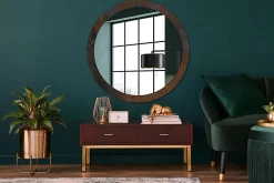 Wallfluent Miroir Cercle Ovale Motif XXL fi100 cm Métallique Rustique Salle de Bain Scandinave* Miroir|Miroir