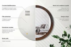 Wallfluent Miroir Cercle Ovale Motif XXL fi100 cm Métallique Rustique Salle de Bain Scandinave* Miroir|Miroir