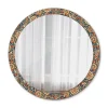 Hot Tulup Miroir Circulaire avec Cadre Imprimé Décoratif 100 cm - 86 cm Fleurs Rétro