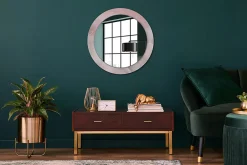 Online Tulup Miroir Circulaire avec Cadre Imprimé Décoratif 70 cm - 56 cm Pierre Rose