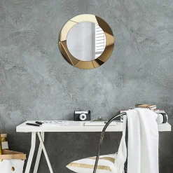 Online Tulup Miroir Circulaire avec Cadre Imprimé Décoratif 50 cm - 36 cm Abstraction Moderne