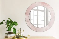 Discount Tulup Miroir Circulaire avec Cadre Imprimé Décoratif 50 cm - 36 cm Pierre Rose