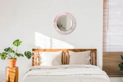 Discount Tulup Miroir Circulaire avec Cadre Imprimé Décoratif 50 cm - 36 cm Pierre Rose