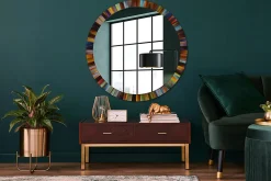 Tulup Miroir Circulaire avec Cadre Imprimé Décoratif 100 cm - 86 cm Rayons Colorés* Miroir|Miroir