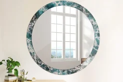 Tulup Miroir Circulaire avec Cadre Imprimé Décoratif 100 cm - 86 cm Mer Agitée