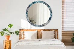 Tulup Miroir Circulaire avec Cadre Imprimé Décoratif 100 cm - 86 cm Mer Agitée