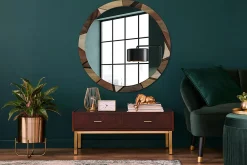 Tulup Miroir Circulaire avec Cadre Imprimé Décoratif 100 cm - 86 cm Bois Géométrique 3d* Miroir|Miroir