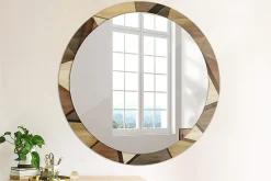 Tulup Miroir Circulaire avec Cadre Imprimé Décoratif 100 cm - 86 cm Bois Géométrique 3d* Miroir|Miroir
