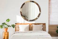 Tulup Miroir Circulaire avec Cadre Imprimé Décoratif 100 cm - 86 cm Bois Géométrique 3d* Miroir|Miroir