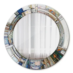Tulup Miroir Circulaire avec Cadre Imprimé Décoratif 50 cm - 36 cm Vitrail* Miroir|Miroir