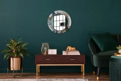 Tulup Miroir Circulaire avec Cadre Imprimé Décoratif 50 cm - 36 cm Vitrail* Miroir|Miroir